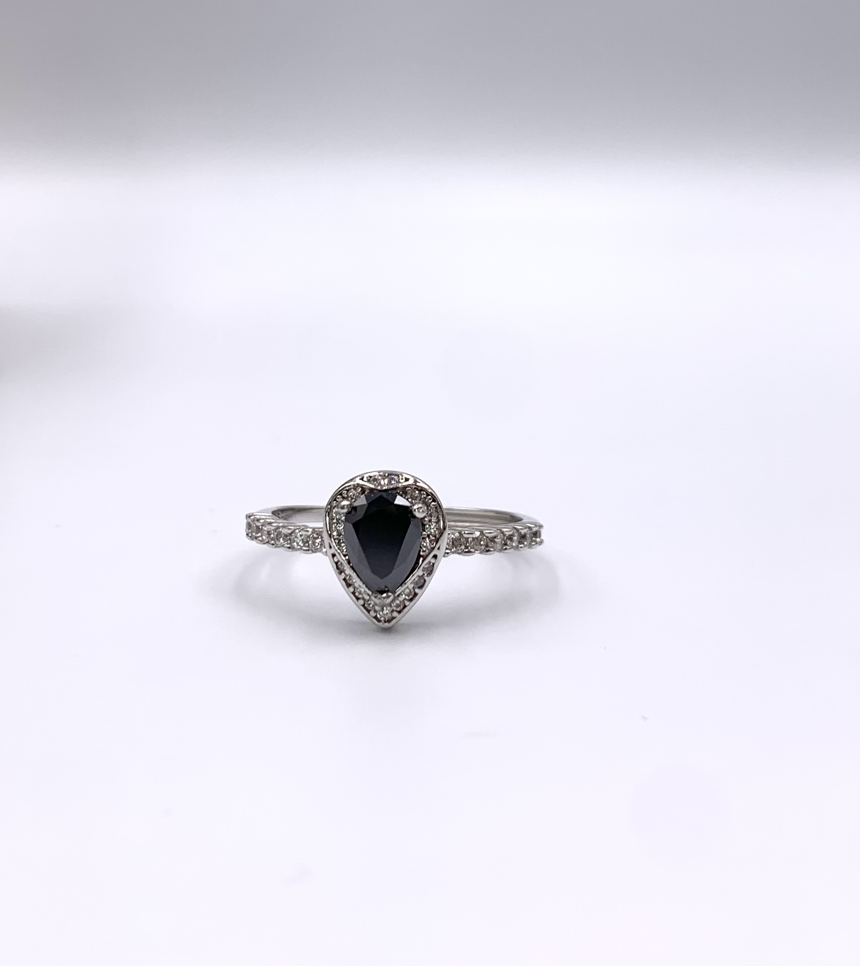 IMG_3601 Pear Black Moissanite Proposal/Engagement Ring - Image 1